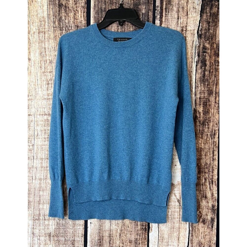 TAHARI Women’s 100% Cashmere 2-ply Crew Neck Sweater Pullover Sz Small Teal